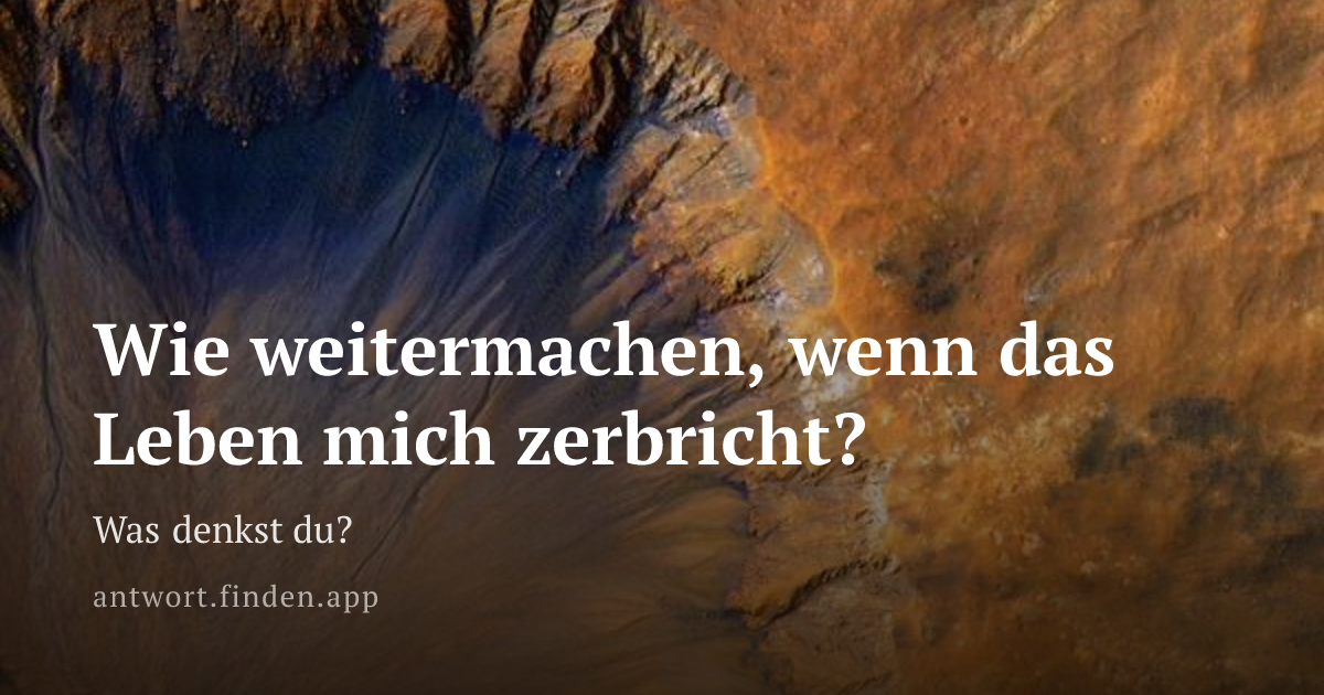 Wie weitermachen, wenn das Leben mich zerbricht?